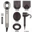 Flat lay of microphone accessories including a lavalier mic, windscreen foam, shock mount, XLR cable, pop filter, and